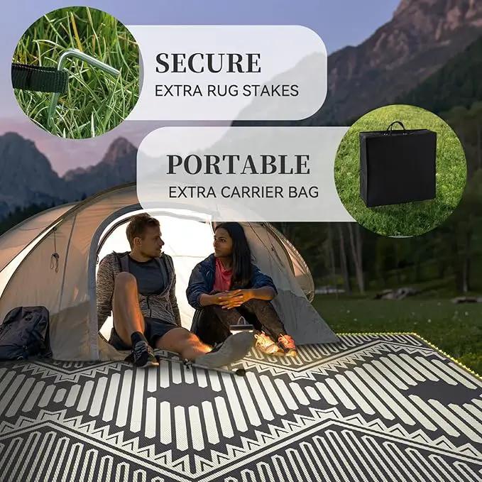 MontVoo Outdoor Rug with Led String Strip Lights 6x9 ft Waterproof Outdoor Patio Rug Mat Reversible Plastic Straw Rug Outside Outdoor Rug for RV Camping Picnic Balcony Fairy Boho Outdoor Decor by GreenHaven Gardens