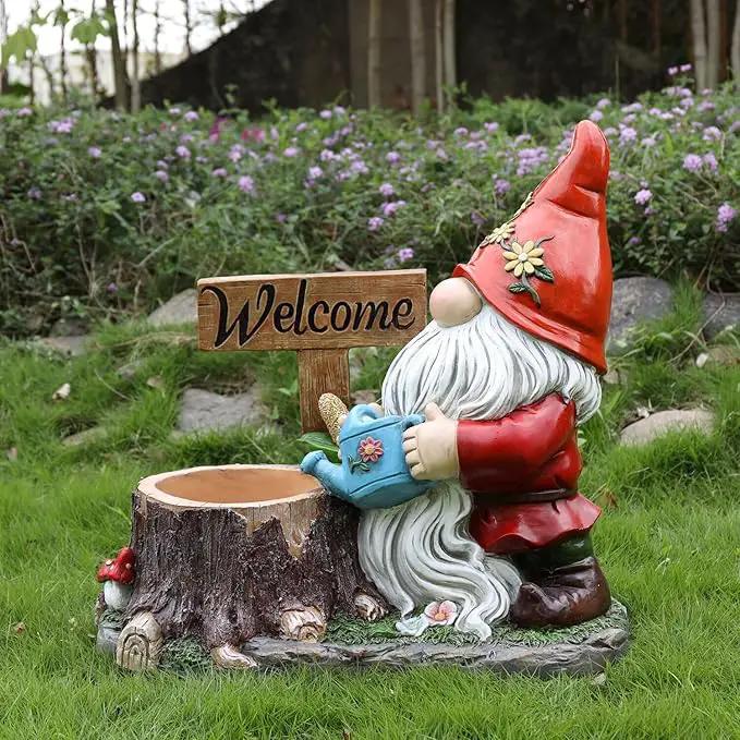Garden Gnome Statues Large Planter - Outdoor Gnome Statues with Planter Pot Yard Welcome Decorations Outdoor Gnomes Planter Clearance Sculptures Decor for Lawn Ornament 25 inch, Red Hat by GreenHaven Gardens