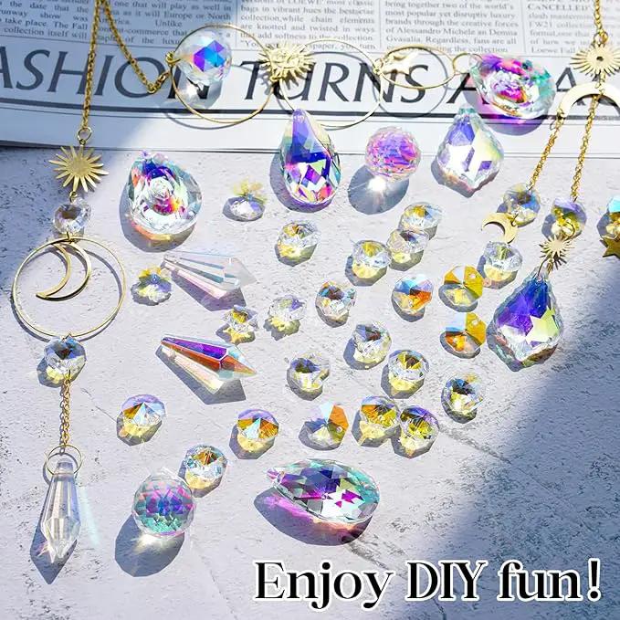 H&D HYALINE & DORA 215pcs DIY Crystal Suncatcher Kits for Adults Art Crafts Set with Rainbow Maker Prisms Pendant Sun Catchers Hanging Decor for Window Garden Wedding, Gold by GreenHaven Gardens