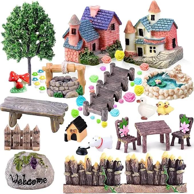 Fairy Garden Accessories, Fairies Welcome Garden Kit, 48pcs Miniature Fairy Garden Ornament for Christmas Decoration Fairy Garden Potted Plant Desk Decor by GreenHaven Gardens