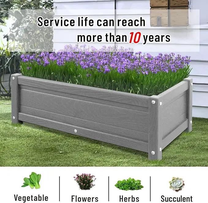 HDPE Raised Planter Box Outdoor,Rot-Resistant and Non-Cracking,Raised Beds for Gardening 29.5 * 14.4 * 9.8 in for Yard,Lawn,Outdoor Planter Boxes Rectangle with Drainage Holes Gray by GreenHaven Gardens