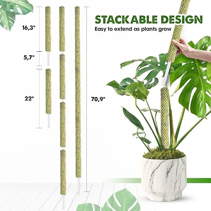 DUSPRO Stackable Mesh Moss Pole for Plants Monstera Potted Plant Stakes for Indoor Plants Extendable Plant Pole Moss Sticks for Plants Climbing Vine Supporting Monstera Trellis 4Pack 71'' by GreenHaven Gardens