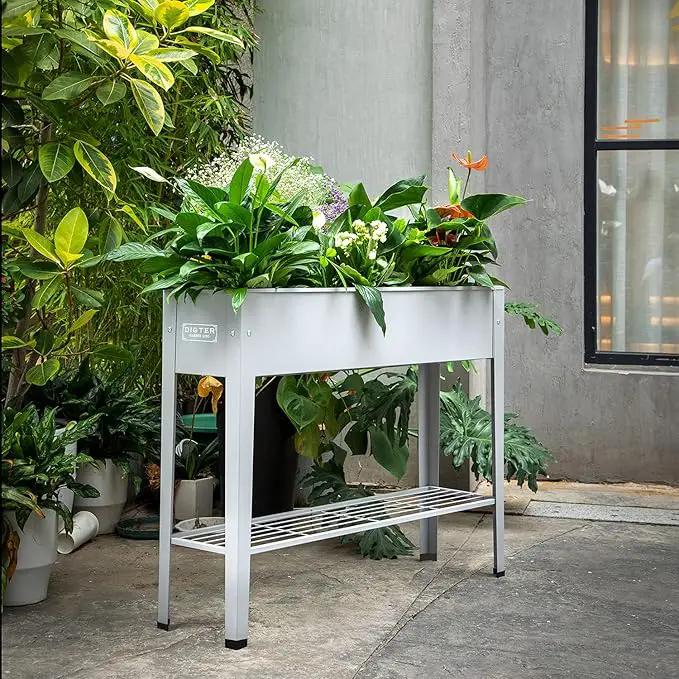 Metal Raised Garden Bed,Raised Planter Box with Legs,Herbs and Vegetables Planter Suitable for Outdoor Patio Deck and Porch (Gray) by GreenHaven Gardens