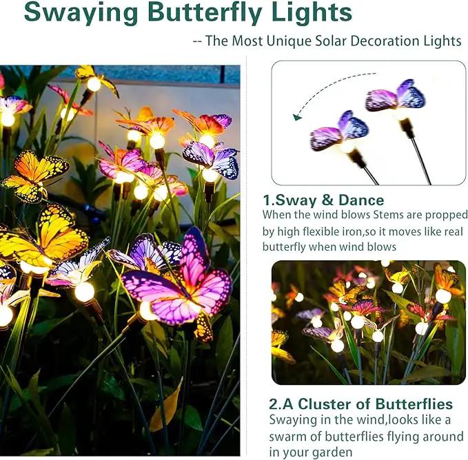 TONULAX Solar Garden Lights - Swaying Butterfly Light, Swaying in The Wind, Solar Outdoor Lights, Yard Patio Pathway Decoration, High Flexibility Iron Wire & Realistic Butterflies(4 Pack) by GreenHaven Gardens