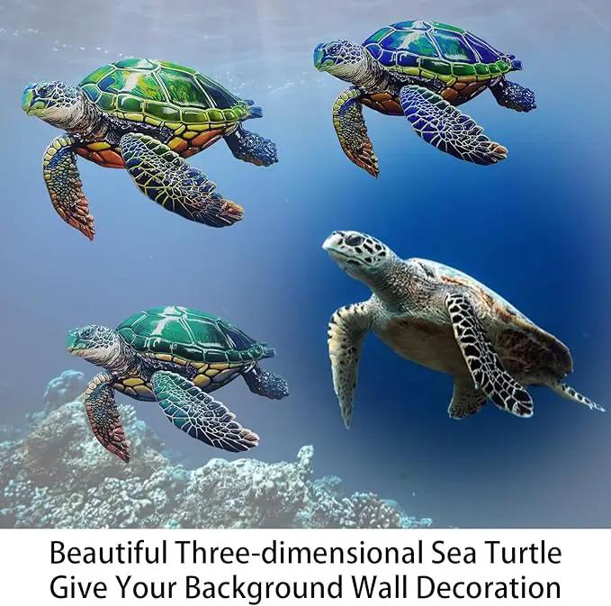 John's Studio 3Pcs Metal Turtle Sea Wall Decor Outdoor Garden Hanging Art Sculptures Home Ocean Theme Decorations for Kitchen Bathroom and Pool by GreenHaven Gardens
