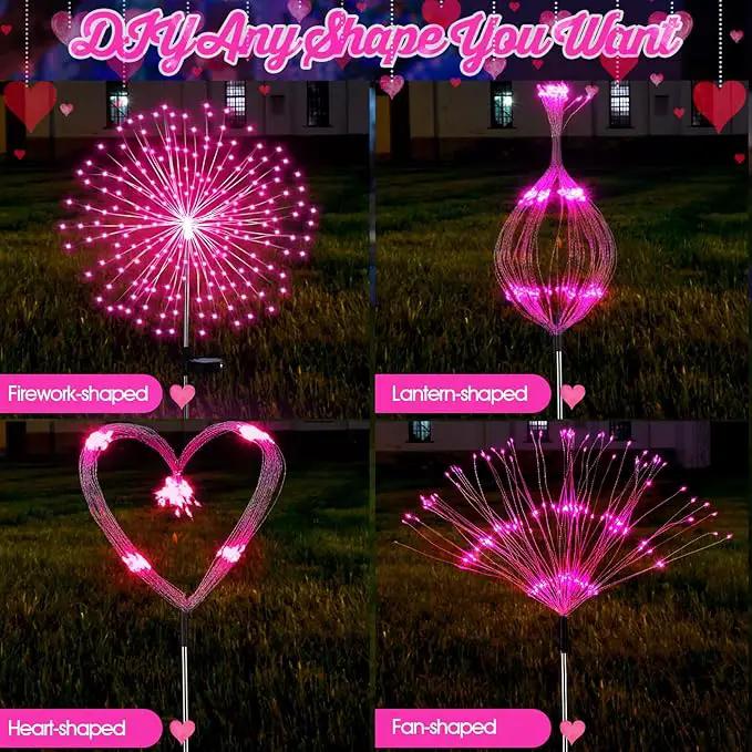 6 Pack Pink Solar Firework Lights 180 LED 8 Lighting Modes Waterproof Outdoor Decorative Solar Lights for Easter Wedding Birthday Garden Patio Yard Pathway Walkway Lawn Decor by GreenHaven Gardens