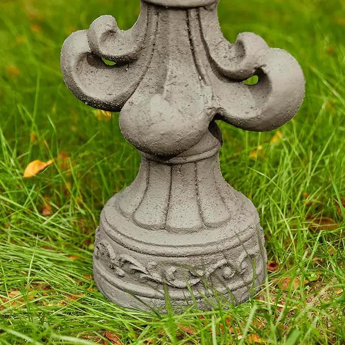 Glitzhome Fleur De Lis Garden Statue MGO Outdoor Decration, 21.25" H, Concrete Grey by GreenHaven Gardens