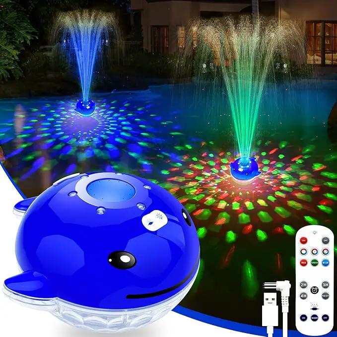 Floating Pool Fountain with Remote, Whale Pool Fountain with Lights, Rechargeable Pool Water Fountain, Above Ground Pool Fountain Waterfall, Swimming Pool Fountains for Inground Pool-1PC by GreenHaven Gardens