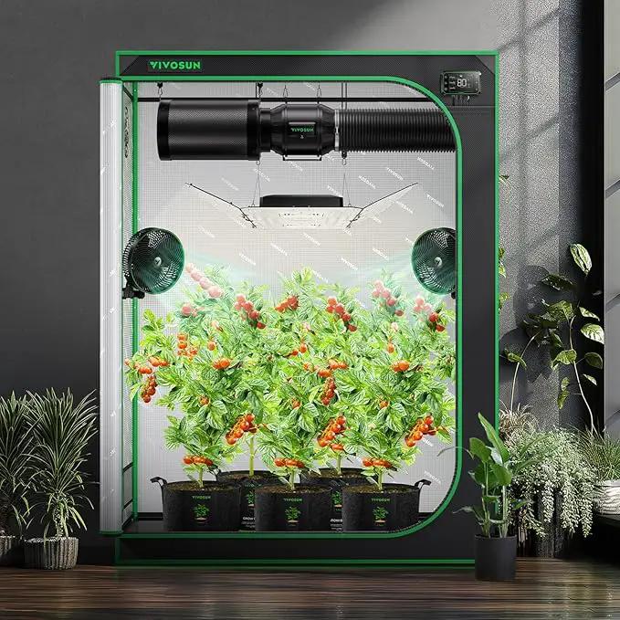VIVOSUN S538 5x2 Grow Tent, 60"x32"x80" High Reflective Mylar with Observation Window and Floor Tray for Hydroponics Indoor Plant for VS2000/VSF4300 by GreenHaven Gardens