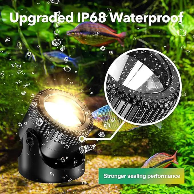 POPOSOAP Solar Pond Lights, 3-in-1 Warm White Underwater Pond Lights, IP68 Waterproof LED Landscape Spotlights for for Pond, Garden, Patio, Fountain, Pool, Waterfall Decoration(3 Head Lamp) by GreenHaven Gardens
