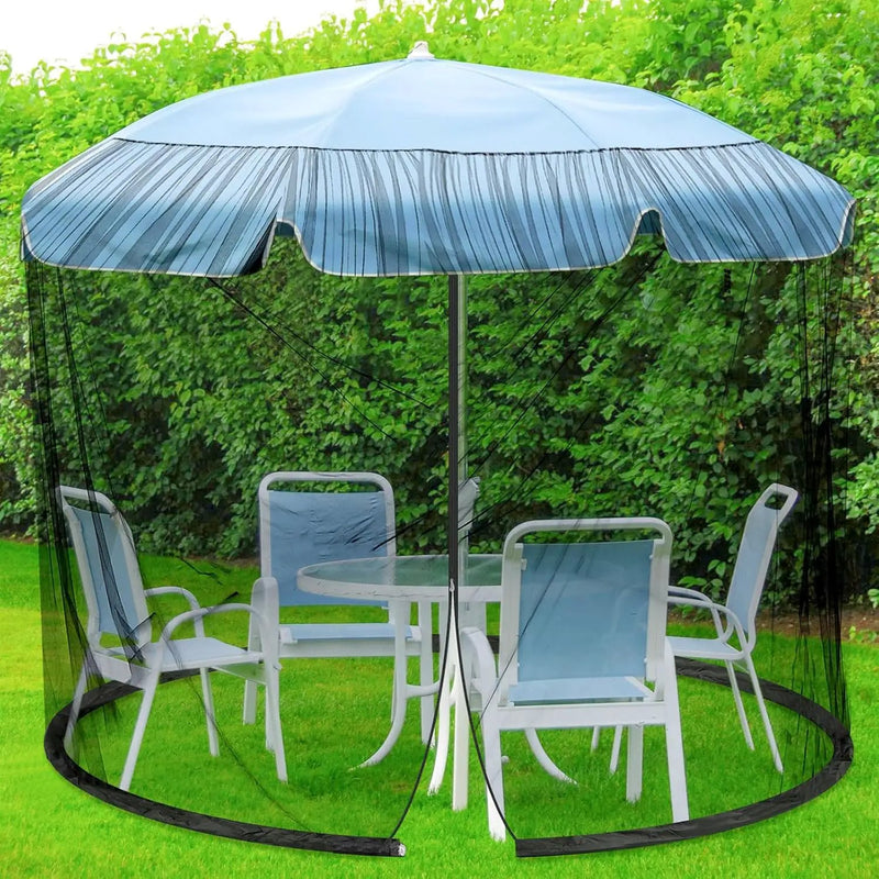 Windyun 2 Pcs 7 to 10 ft Patio Umbrella Mosquito Netting with Double Zipper Door, Screen Universal Hanging Mosquito Net for Patio Polyester Mesh Umbrella Screen for Outdoor and Patio Tables(Black) by GreenHaven Gardens
