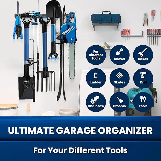 64'' All-Metal Garage Tool Organizer Wall Mount – Heavy-Duty Tool Rack Holds 680 lbs, Adjustable Hooks for Garage, Yard, and Garden Equipment by GreenHaven Gardens