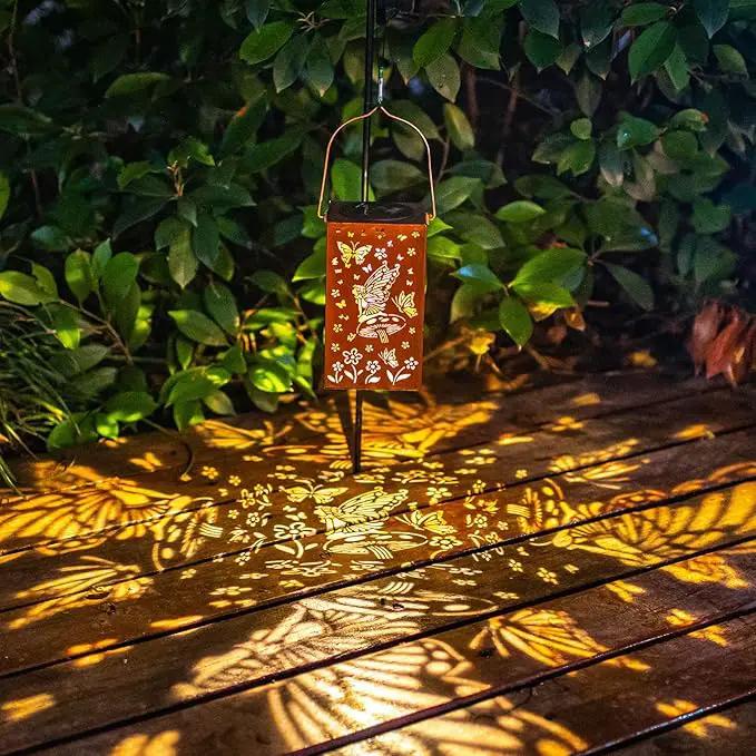 2pack Solar Lanterns Outdoor Hanging Butterfly Lights Metal Fairy Lantern Decorative Garden Waterproof Light Decor for Garden Patio,Yard ,Balcon ,Birthday Christmas Gifts for Mom Grandma Women by GreenHaven Gardens