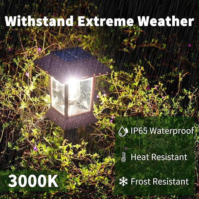 Solar Pathway Lights Outdoor Waterproof IP65, Brown Solar Lights Outdoor with Hook 6PK, Upgraded 1000mAH Battery, Up to 12Hrs, Auto On/Off, Garden Decor for Yard, Driveway, Walkway (Bulb) by GreenHaven Gardens