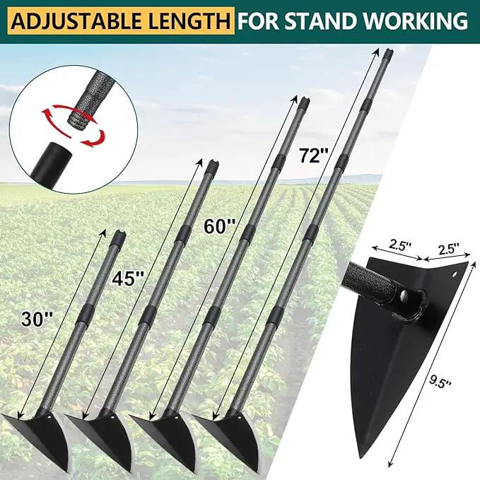 Hoe Garden Tool, Triangle Hoe Gardening Weeding Tool, 72" Long Handle Heavy Duty Manual Weeder Gardening Hand Tools for Weeding, Digging, Loosening Soil by GreenHaven Gardens