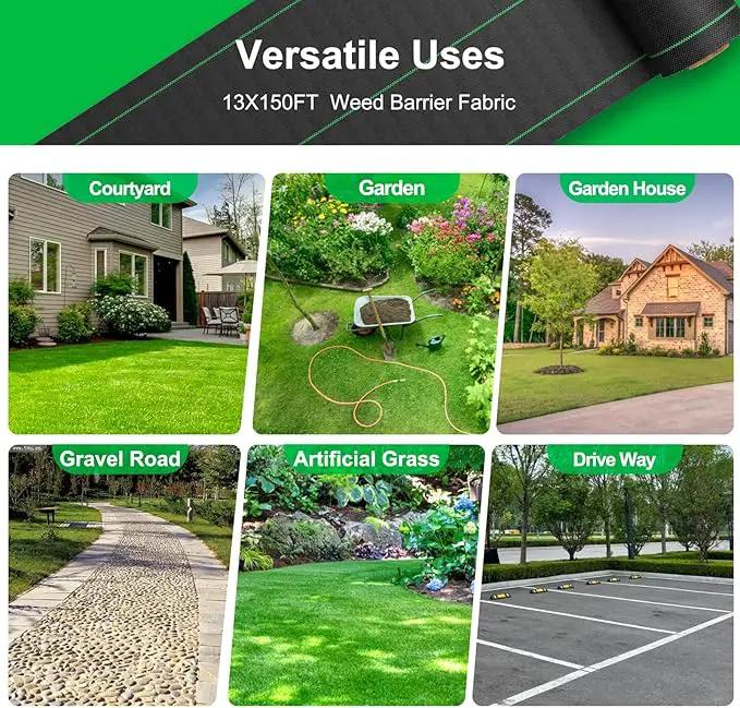 Driveway Fabric for Weed Control – 13FT x 150FT with Staples, Heavy-Duty Weed Barrier, Durable Landscape Fabric 3.5OZ for Garden, Gravel, Pathways, Erosion Control, Construction, and Outdoor Projects by GreenHaven Gardens