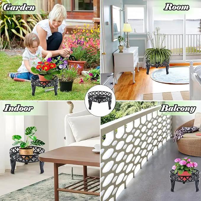 2 Pack Black Plant Stand, Anti-Rust Planter Stands for Indoor Plants, Metal Plant Stands Outdoor, Round Plant Shelf Flower Pot Stand, Display Shelves Potted Plant Holders for Garden Patio by GreenHaven Gardens
