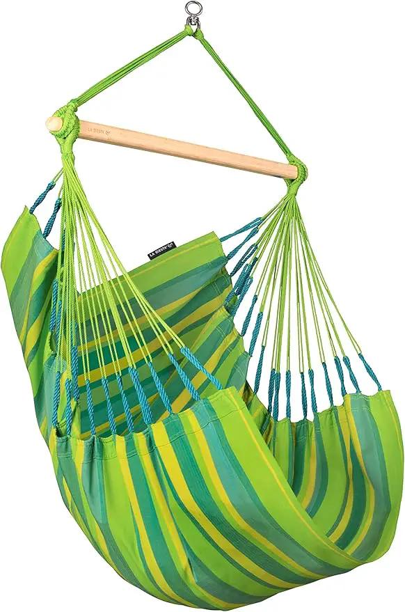 LA SIESTA® - Medium Basic Domingo Hammock Swing Chair - Weather & Tear Resistant Hanging Hammock Chair - Indoor Outdoor Hammock Chair Swing - Patio Porch Bedroom Hanging Chair - Max 250 Lbs, Lime by GreenHaven Gardens