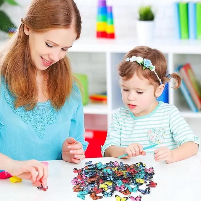 80pcs Micro Resin Butterflies, 1.6Inch Colourful Miniature Tiny Butterflies Crafts Mini Resin Butterflies for Decoration Doll House Decor Dream Garden Fairy Toys Landscape Miniature Things by GreenHaven Gardens