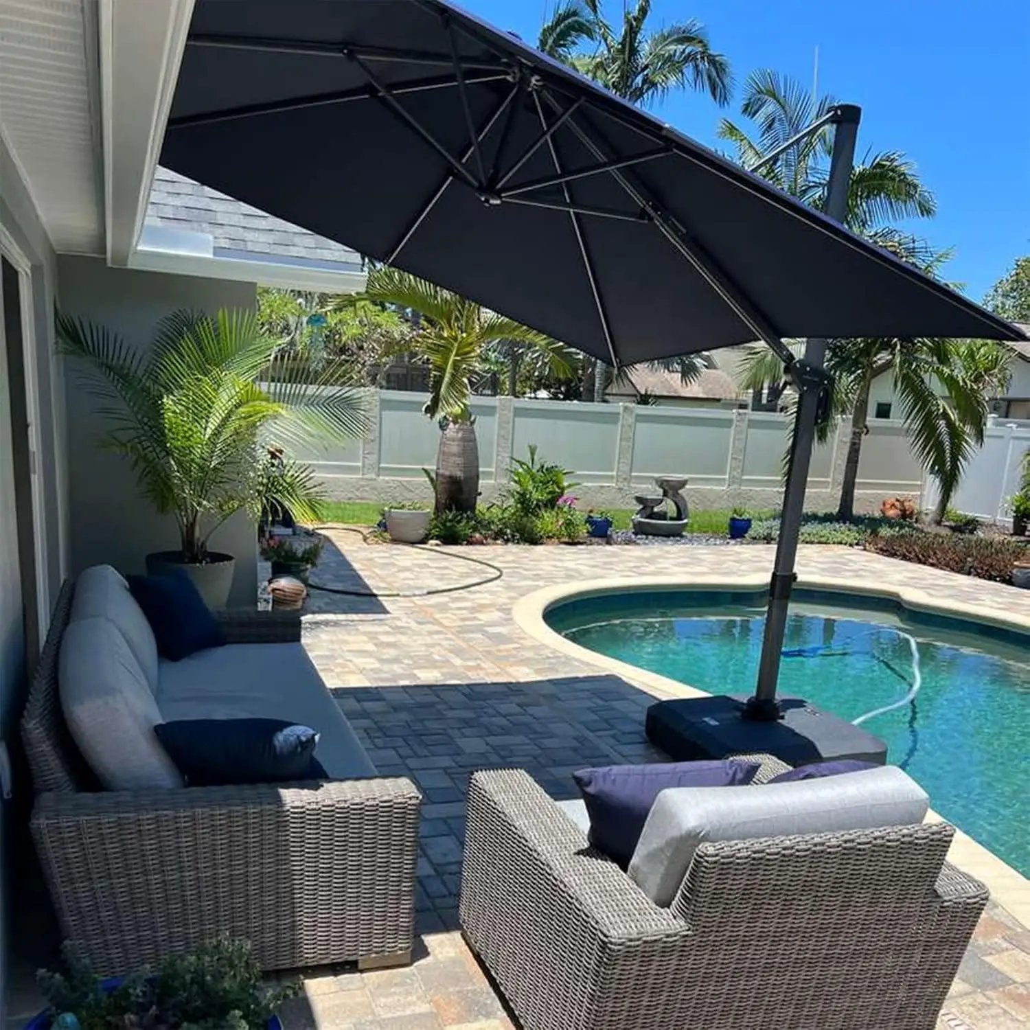 PURPLE LEAF 8 Feet Patio Umbrella Outdoor Cantilever Square Umbrella Aluminum Offset Umbrella with 360-degree Rotation for Garden Deck Pool Patio, Grey by GreenHaven Gardens