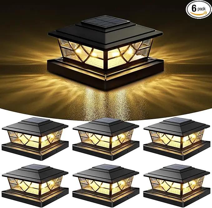 NIORSUN Solar Post Lights Outdoor 6 Pack, 2 Modes LED, Deck Fence Post Solar Lights for 3.5x3.5 4x4 5x5 5.5x5.5 Caps Patio Garden Decoration, Black by GreenHaven Gardens