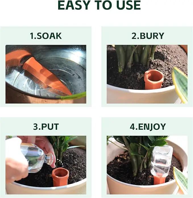 Wine Bottle Watering Spikes, Terracotta Watering Spikes for Out | Indoor Plants, Self Watering Planter Insert, Vacation Plant Watering Devices, Clay Plant Watering Globes, 8-Pack by GreenHaven Gardens
