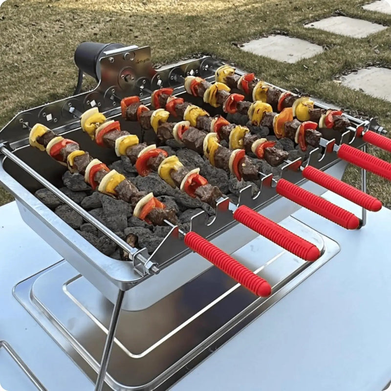 𝗦𝗽𝗶𝗻 𝗚𝗿𝗶𝗹𝗹 Add-On for Charcoal 𝗞𝗮𝗯𝗼𝗯 𝗚𝗿𝗶𝗹𝗹 – Automatic 10-Skewer Rotating System with BBQ Motor. Only works with 𝗞𝗮𝗯𝗼𝗯 𝗚𝗿𝗶𝗹𝗹 by North Grills. by GreenHaven Gardens