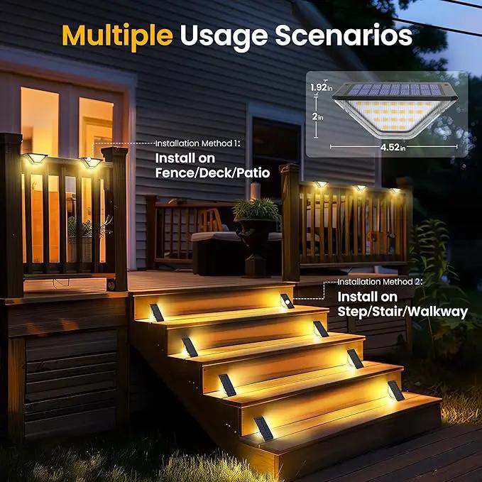 SOLPEX Solar Step Lights Outdoor,Solar Stair Lights for Outside,Two-Sided Step Lights with 33 LEDs,Waterproof IP65 for Garden,Fence,Deck,Steps,Stair,Porch（6 Pack,Warm White） by GreenHaven Gardens