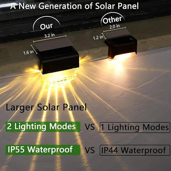 Solar Deck Lights, 6 Pack Waterproof LED Solar Lights Outdoor, Solar Step Lights Solar Fence Lights, Solar Lights for Outside, Garden, Patio, Stairs,Yard,10 Lumens, Warm White/Color Changing Lighting by GreenHaven Gardens