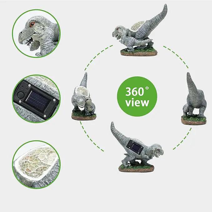 Garden Statue Dinosaur,Solar Dinosaur Decor for Outdoor,Resin Dinosaurs Figurine with Solar Light for Patio,Balcony,Yard,Lawn Ornament,Perfect Garden Gift by GreenHaven Gardens