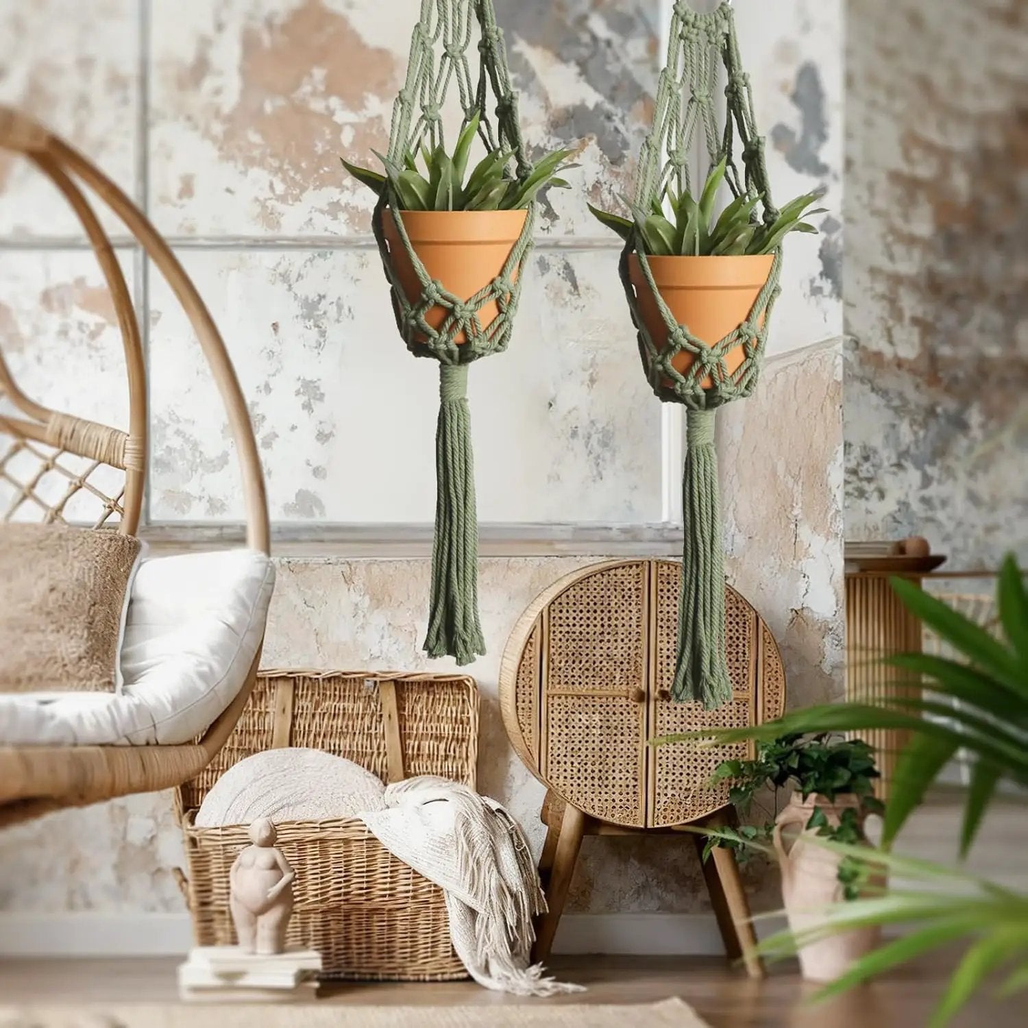 Artilady Macrame Hanging Planter for Indoor Plants, Boho Woven Plant Hanger Large Hanging Flower Pot Holders Outdoor Baskets Storage Green Wall Decor by GreenHaven Gardens