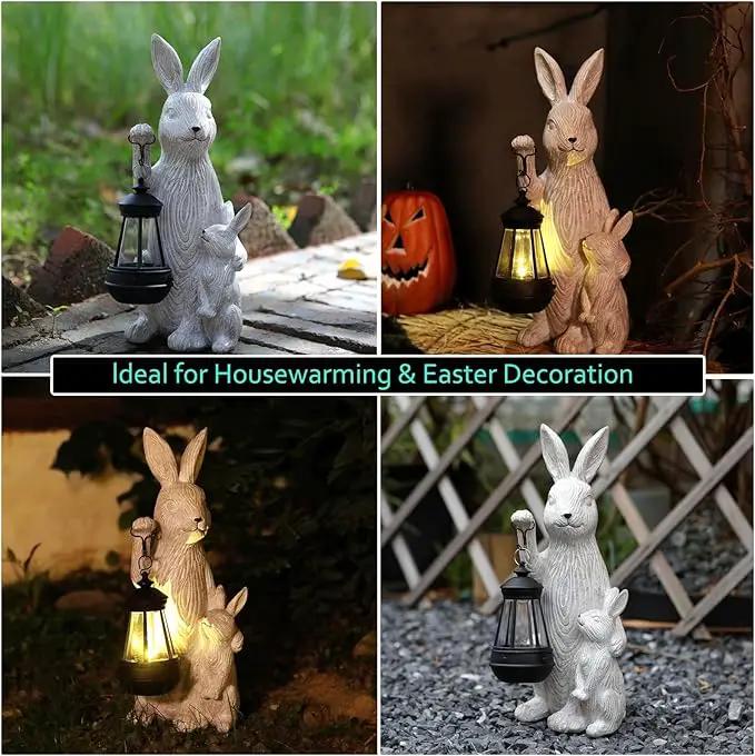 Solar Garden Statues Bunny Decor with LED Lights Home Decorations Outdoor Garden Rabbit Statue for Patio, Balcony, Yard, Lawn Ornament - Unique Housewarming Birthday Gifts for Women by GreenHaven Gardens