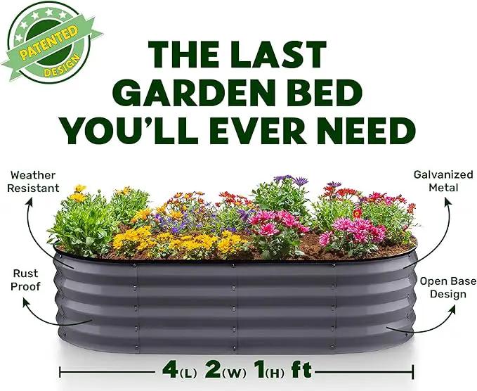Galvanized Raised Garden Beds Outdoor // 4×2×1 ft (2-Pack) Planter Raised Beds for Gardening, Vegetables, Flowers // Large Metal Garden Box (Gray) // Patented Tool-Free Design by GreenHaven Gardens