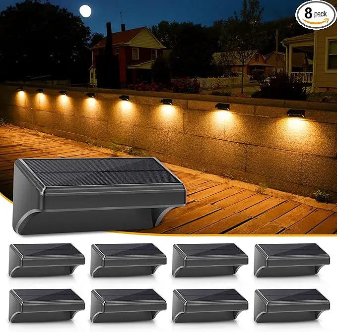 Aulanto Solar Fence Lights 8 Pack-Plus,100 Lumen Big Outdoor Solar Light IP65 Waterproof, Warm White and 10 RGB Modes,Fence Lights Otdoor Solar Lighting for Backyard,Garden,Fence,Wall,Deck,Stairs. by GreenHaven Gardens