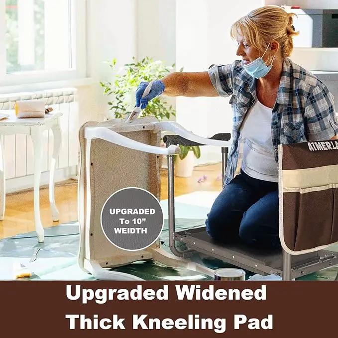 Foldable Garden Kneeler Seat Heavy Duty [Upgraded Widened Thick Kneeling Pad] Garden Stool with Large Garden Tool Bags with Pockets - Portable Garden Bench Gardening Gifts for Parents by GreenHaven Gardens
