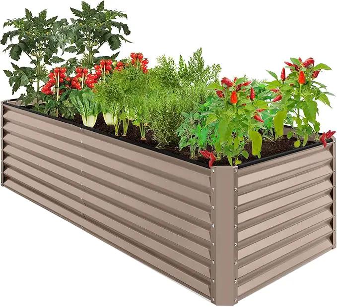 Best Choice Products 8x4x2ft Outdoor Metal Raised Garden Bed, Deep Root Planter Box for Vegetables, Flowers, Herbs, and Succulents w/ 478 Gallon Capacity - Taupe by GreenHaven Gardens