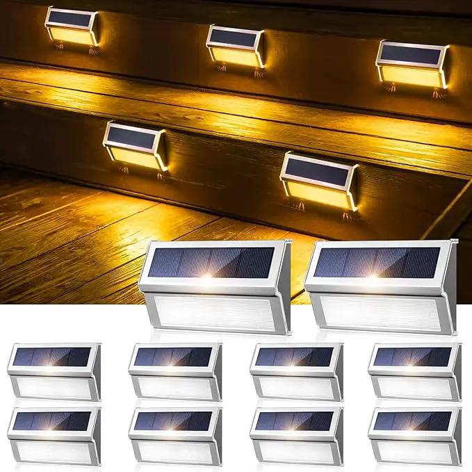 JSOT Solar Step Deck Lights for Outside Decorative - 10Pack Stairs Lights Outdoor Waterproof for Yard Garden Landscape Pool Fence Step Wall 9 LED Beads Solar Lighting by GreenHaven Gardens