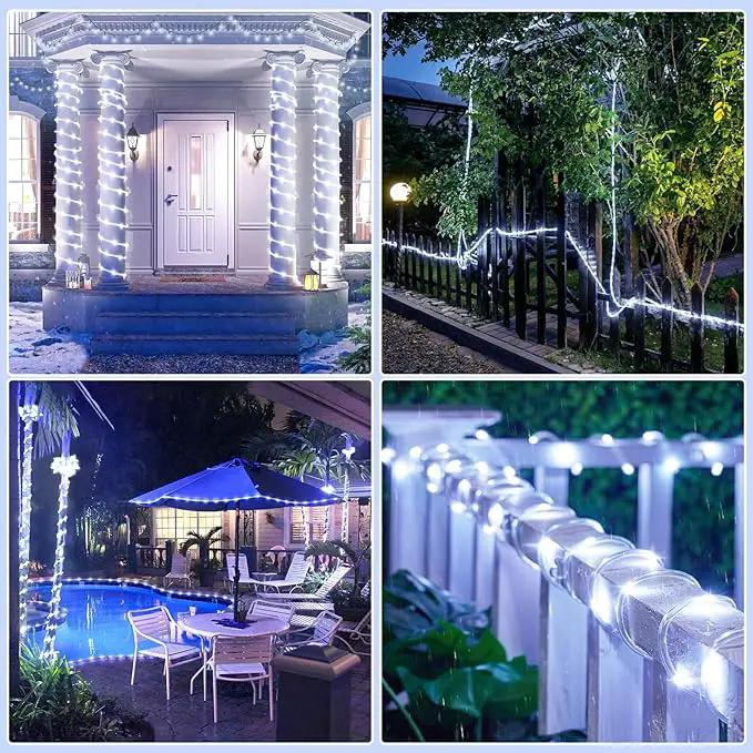 Rope Lights for Outside, 66FT 200 LED Christmas String Lights with Waterproof 8 Modes, Flexible and Connectable Plug in Fairy Light for Outdoor Indoor Patio Pool Garden Party Holiday Decor, White by GreenHaven Gardens