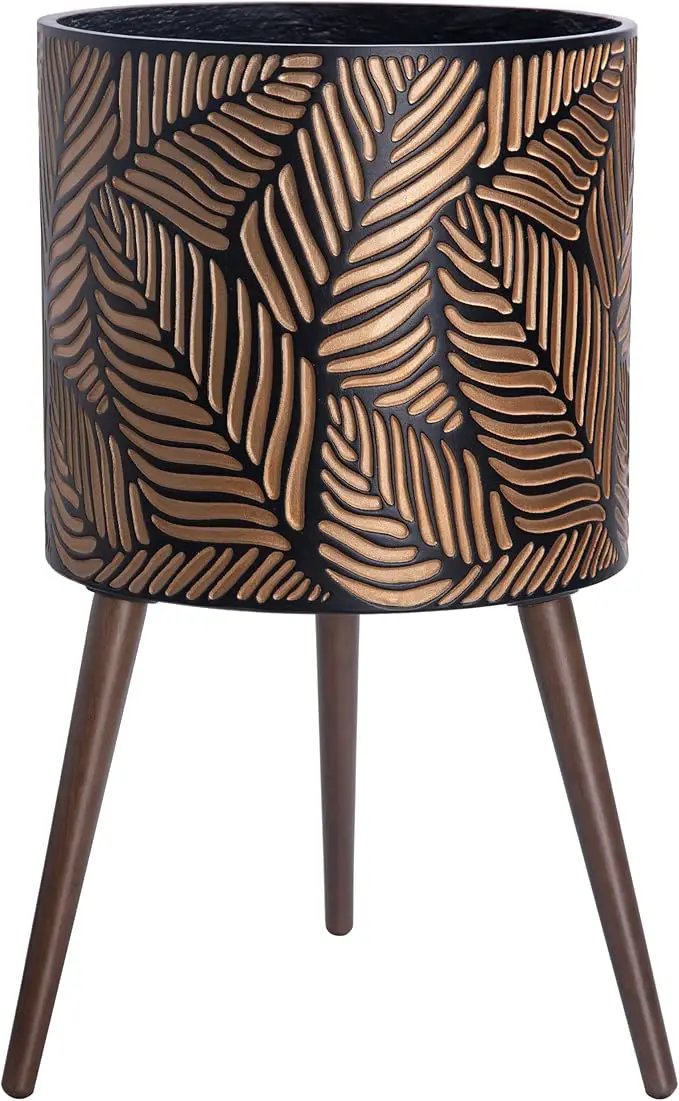 D'vine Dev 16 Inch Planter Pot with Stand, Mid-Century Tall Plant Pot with Legs for Indoor Plants, XX-Large, Bronze/Grey, 88-L-E-6 by GreenHaven Gardens