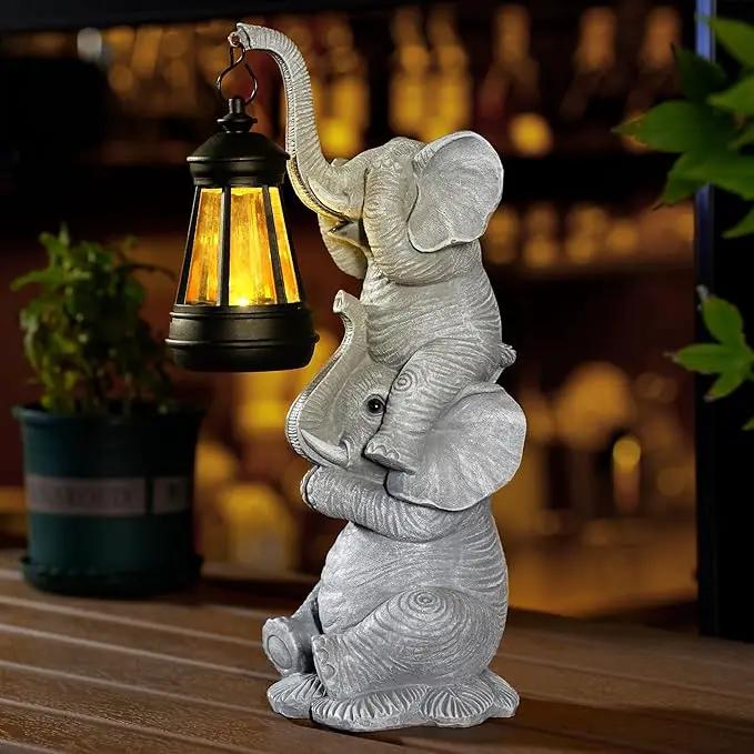 Solar Elephant Garden Statue with LED Lights - Waterproof Outdoor Decor for Patio, Yard, Balcony - Unique Elephant Gifts for Women, Mom, Grandma - Birthday, Mother’s Day, Housewarming Gift by GreenHaven Gardens