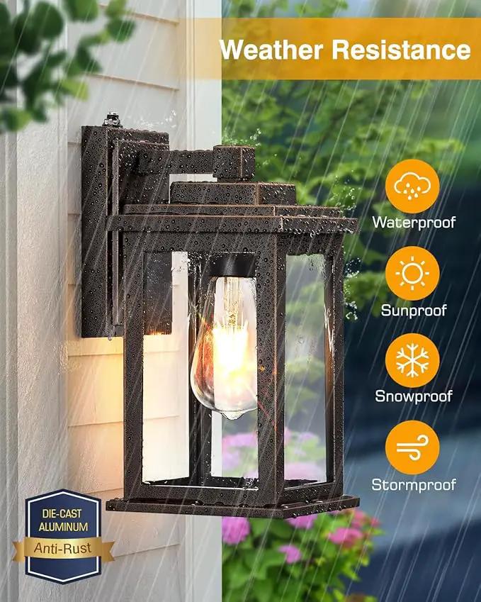 VIANIS Oil Rubbed Bronze Dusk to Dawn Outdoor Lights, Anti-Rust Aluminum Outside Lights for House, Modern Waterproof Hardwired Outdoor Wall Sconce for Porch, Garage, Front Door, Easy-to-Install by GreenHaven Gardens