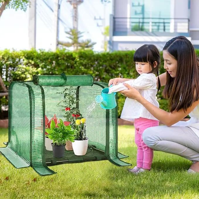 U'Artlines Portable Mini Greenhouse Small Green House with Waterproof Pad 23x13x17 Inch Plant Cover Tent for Garden Small Plants Indoor Outdoor, Green PE by GreenHaven Gardens