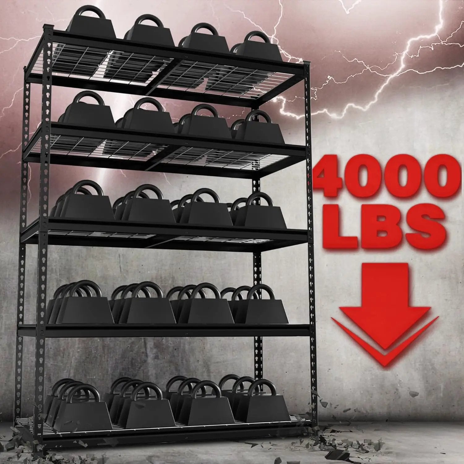 WORKPRO 5-Tier Metal Shelving Unit, 48”W x 24”D x 72”H, Heavy Duty Adjustable Storage Rack, 4000 lbs Load Capacity (Total), for Garage, Basement, Warehouse, 10 Pack by GreenHaven Gardens