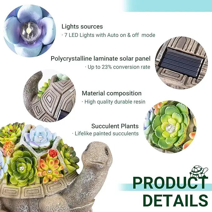 GIGALUMI Solar Garden Statues Turtle Figurine Lights for Outside, Yard Decorations Outdoor, Garden Decor Unique Birthday Housewarming Gifts for Mom, Women for Mothers Day by GreenHaven Gardens