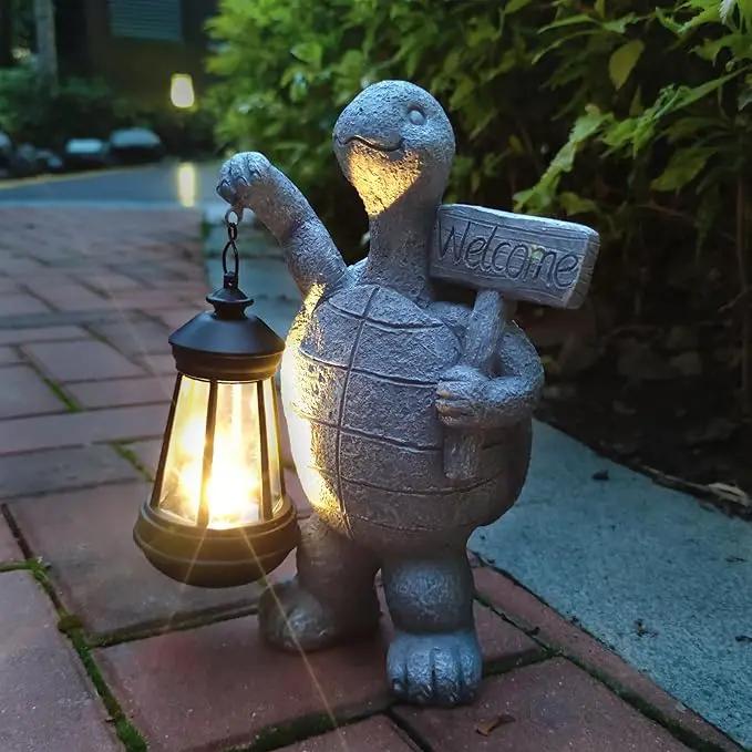 Sea Turtle Solar Garden Statues,Resin Sea Turtle Figurine Decorations with Solar Lights Lantern, Outdoor Figurines Lawn Garden Statue Decor Art for Lawn,Yard, Balcony Ornament. by GreenHaven Gardens