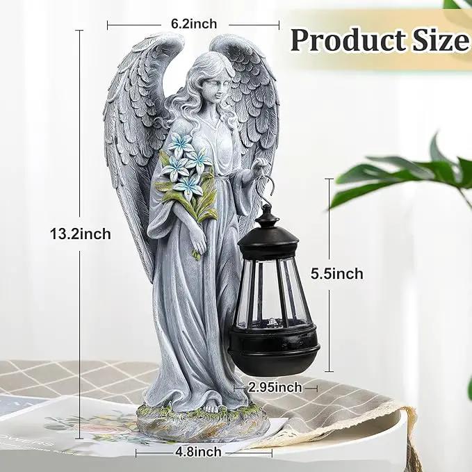 Solar Angel Outdoor Garden Decor Statues – 13.2 inches Solar Outdoor Sculptures for Outside Yard Art Patio Balcony Front Lawn Ornaments Gifts for Mom Grandma Women by GreenHaven Gardens