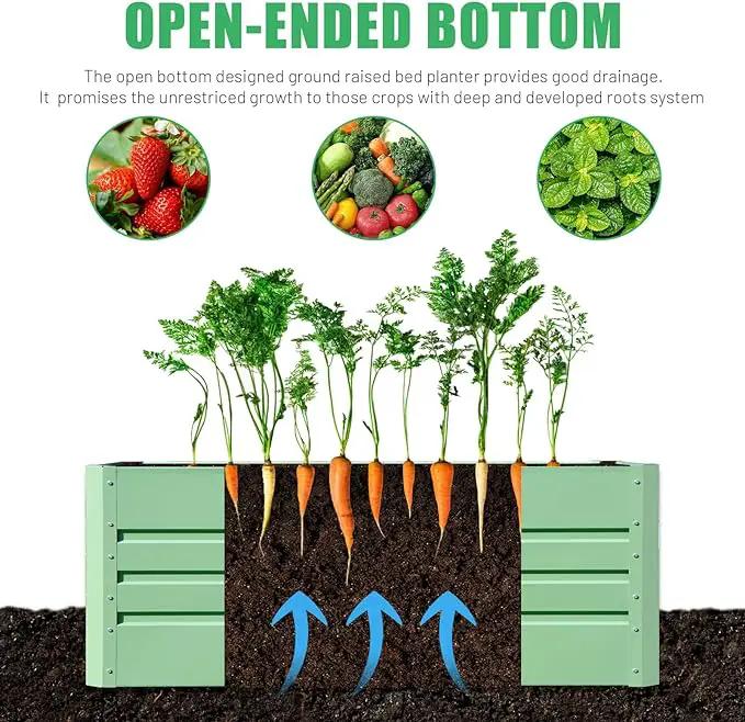 SnugNiture 2 Pcs 4x2x2FT Raised Garden Bed Galvanized Planter Garden Boxes Outdoor, Deep Root Planter Raised Bed for Vegetables Flowers Herbs,Green by GreenHaven Gardens