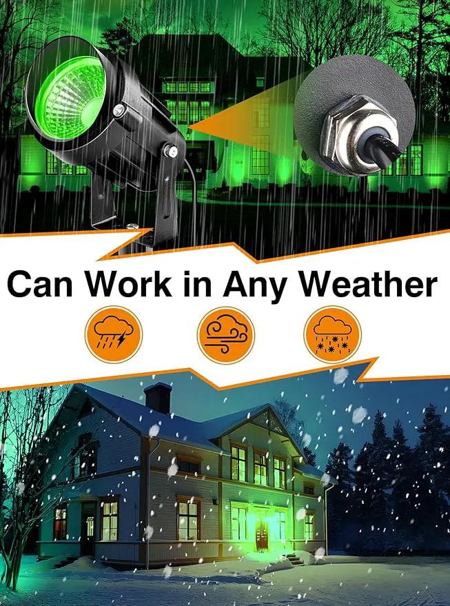 Directly Sold by Factory 7W Green Landscape Lights, 110v 120V LED Landscape Lighting IP66 Waterproof Outdoor Spotlights for Garden Yard Pathway Tree, 4 Pack by GreenHaven Gardens