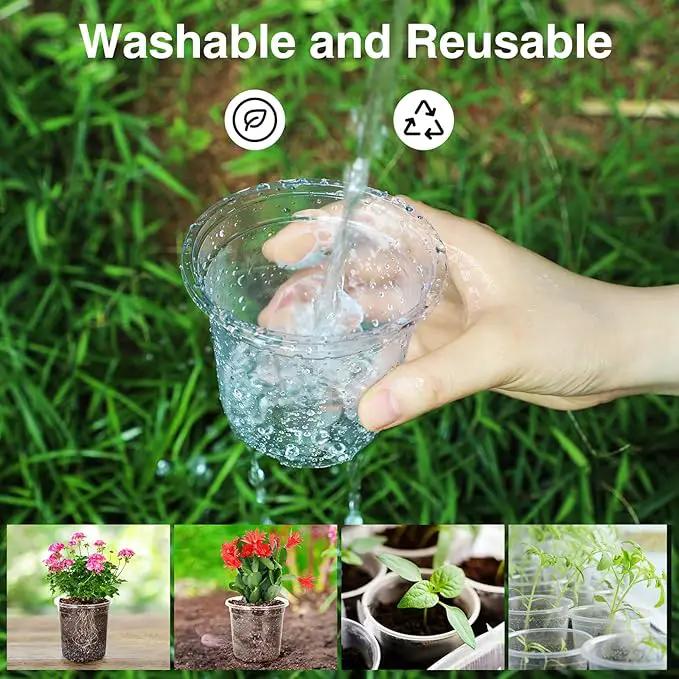 Bonviee Clear Nursery Pots for Plants, 6.7/5/4 Inch Plastic Seedling Pots with Drainage Holes, Planters for Indoor Plants and Transparent Seed Starter Pots with 10 Plant Labels, 30 Pack by GreenHaven Gardens