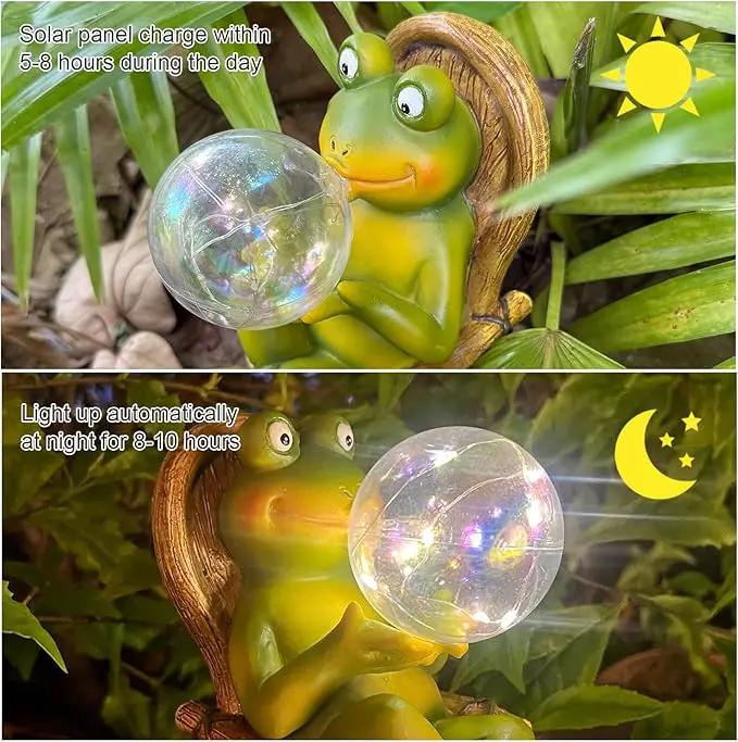 Funoasis Garden Outdoor Frog with Solar Powered Lamp Unique Gifts for Mom Outside Decor for Lawn Balcony Home Ornaments by GreenHaven Gardens